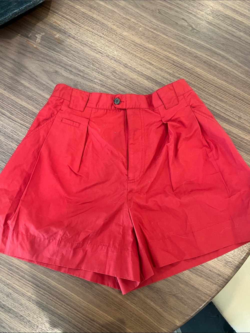 Vintage Red Women's Pleated High-Waist Shorts from Calvin Klein Sport Line